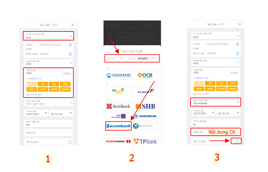 Thực hiện chuyển khoản và xác nhận lệnh